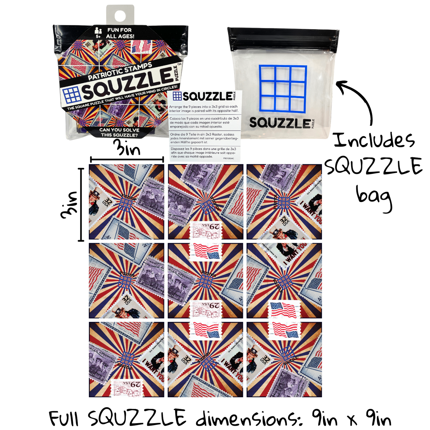 Patriotic Stamps Squzzle Puzzle