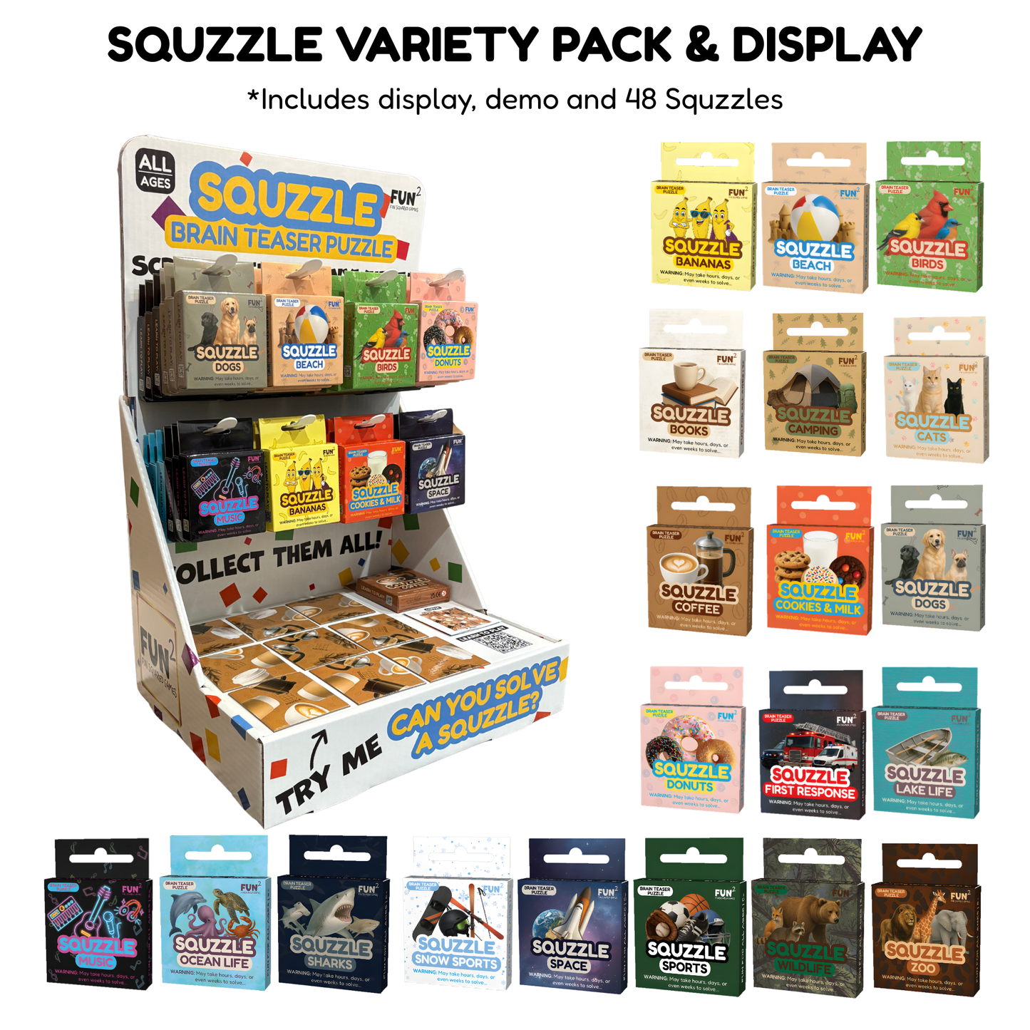 Squzzle 48-Piece Display w/ product offset deal (Variety Pack)